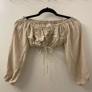 Adika crunched Beige Scrunch Top -S